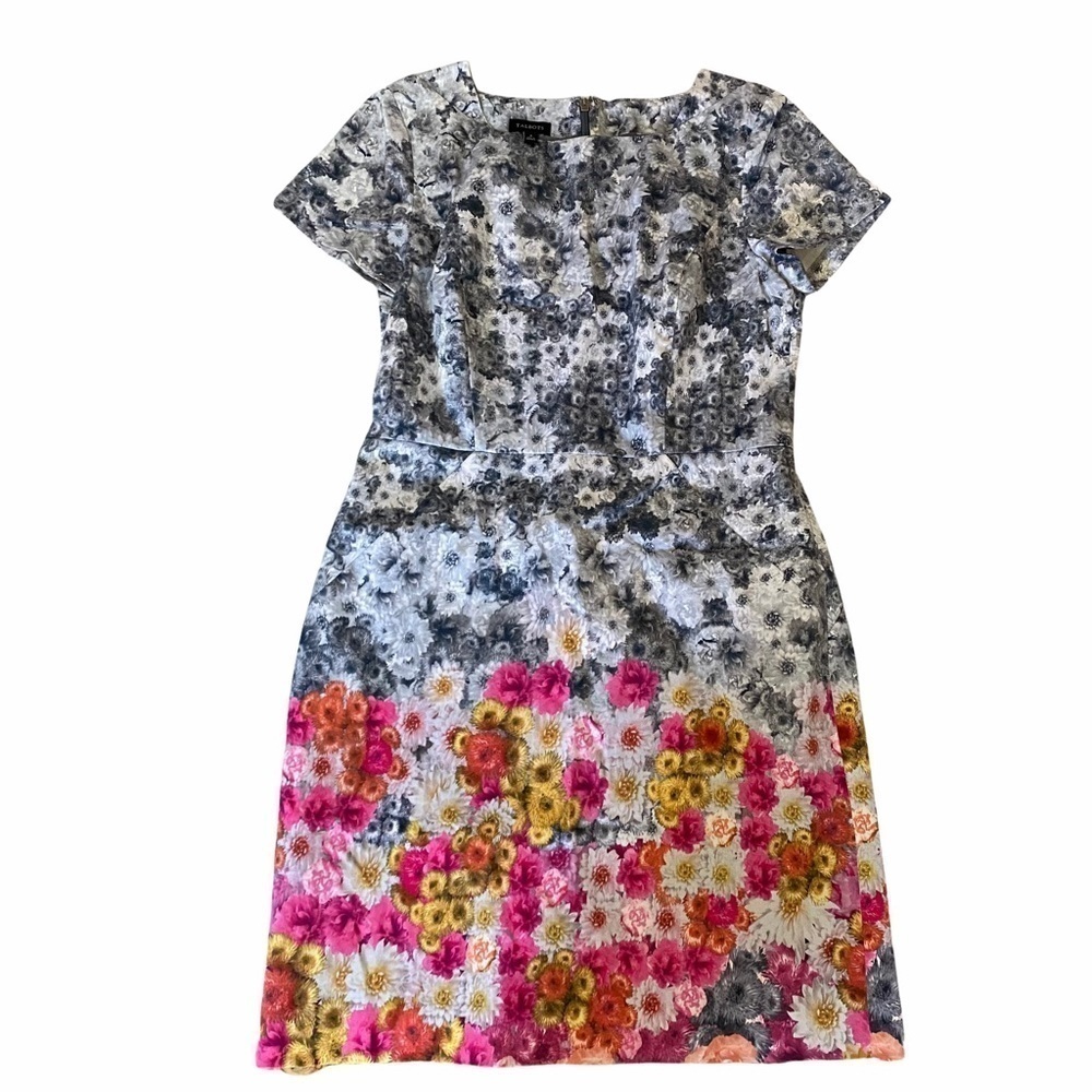 Talbots Grey to Multicolored Floral Sheath Dress Sz 4 - Picture 2 of 10